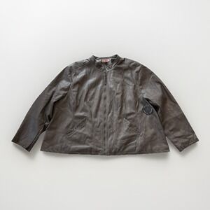 NWT East Adeline Faux Leather Zip Jacket Taupe Grey Y2K Moto Style Women's 4X